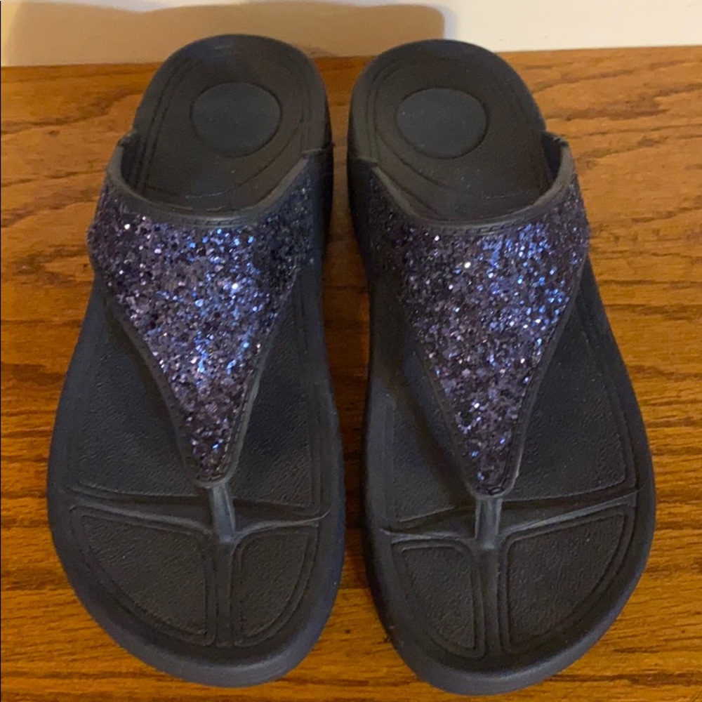 Navy Glitter Flip Flops